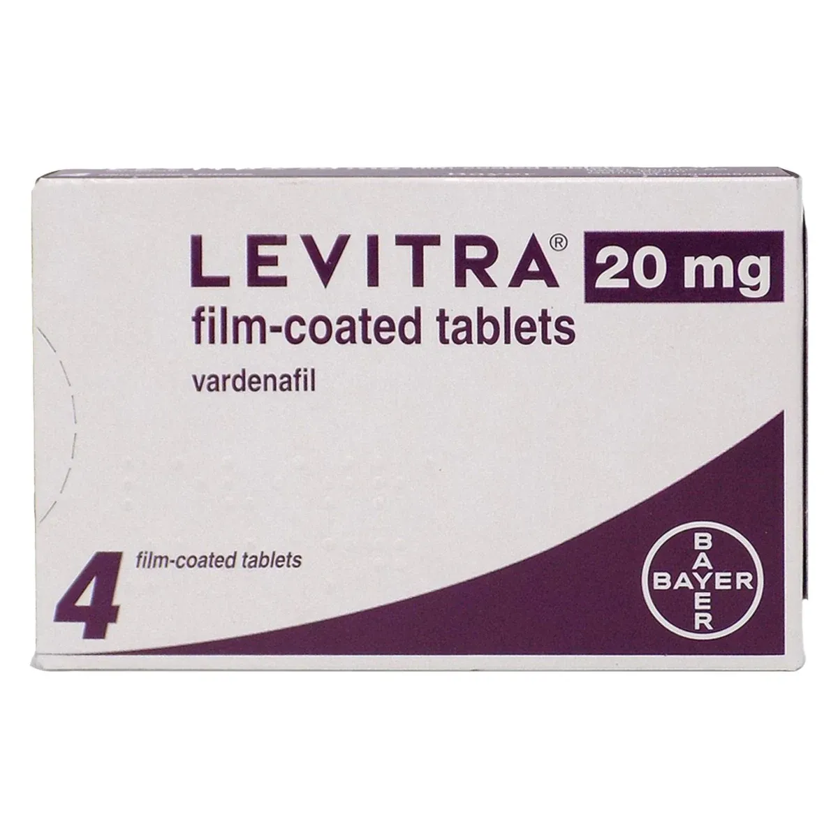 Levitra 20 mg carton containing 4 film-coated tablets