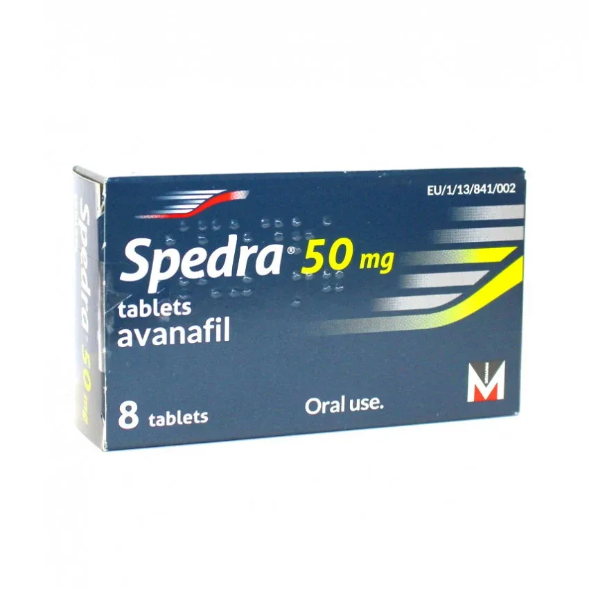 Spedra 50 mg pack containing eight tablets