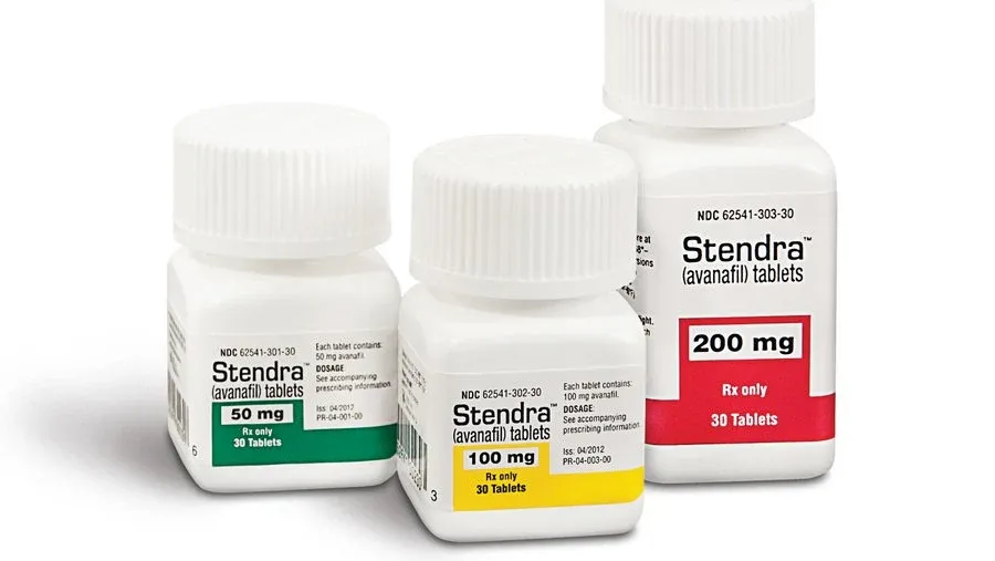 Stendra 50 mg, 100 mg and 200 mg tablet bottles